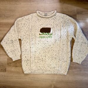 Vintage Cash’s of Ireland Aran Wool Sweater Cream Cable Knit
